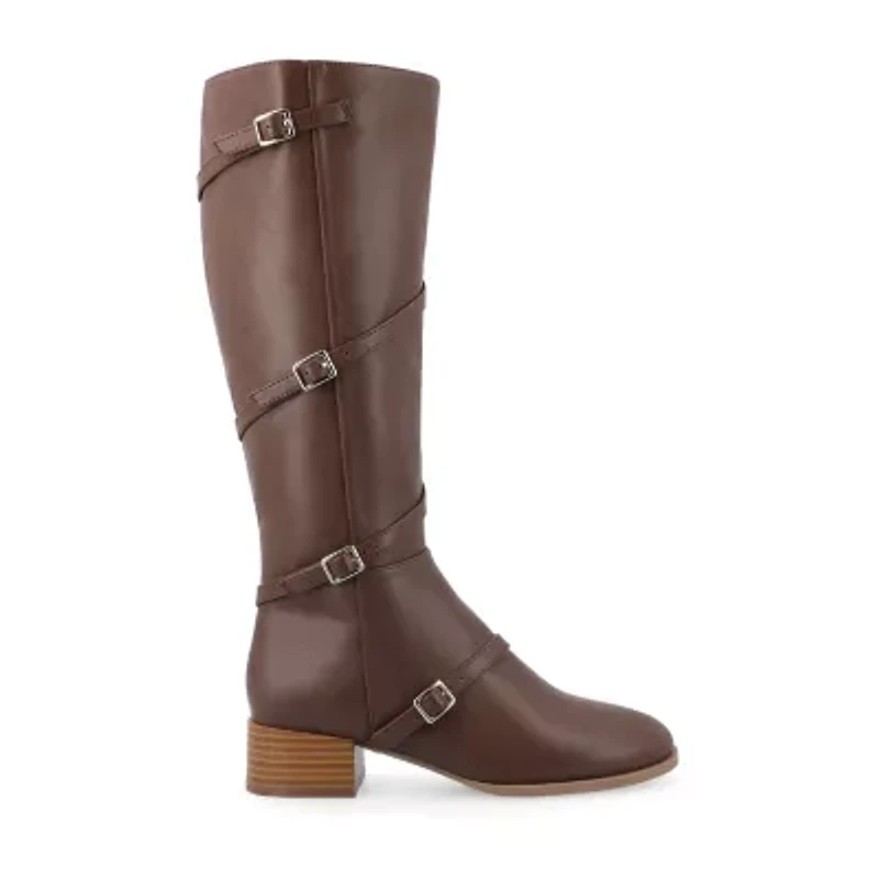 Journee Collection Womens Elettra Stacked Heel Riding Boots