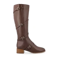 Journee Collection Womens Elettra Stacked Heel Riding Boots