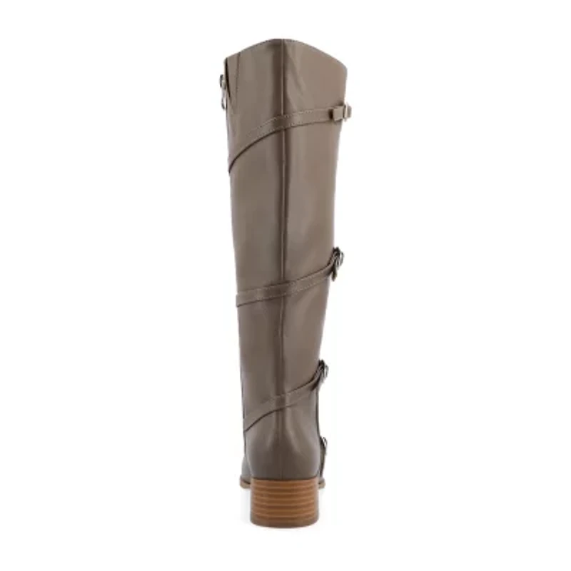 Journee Collection Womens Elettra Stacked Heel Riding Boots