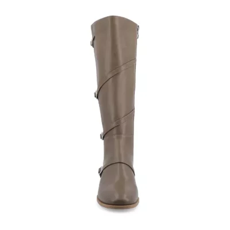 Journee Collection Womens Elettra Stacked Heel Riding Boots
