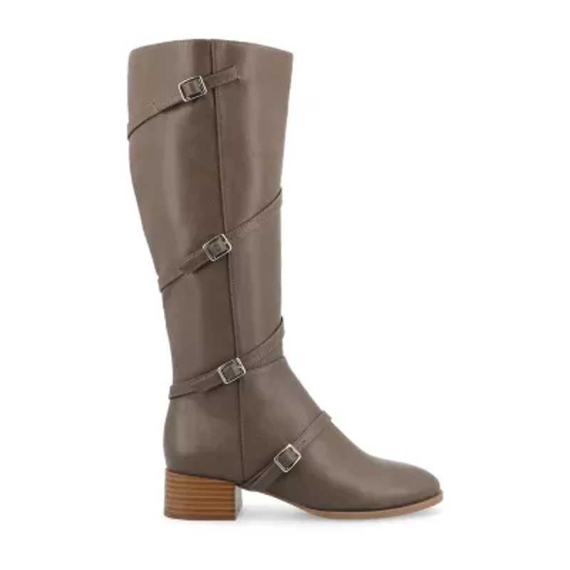 Journee Collection Womens Elettra Stacked Heel Riding Boots