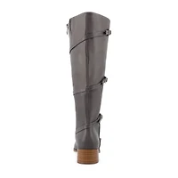 Journee Collection Womens Elettra Stacked Heel Riding Boots