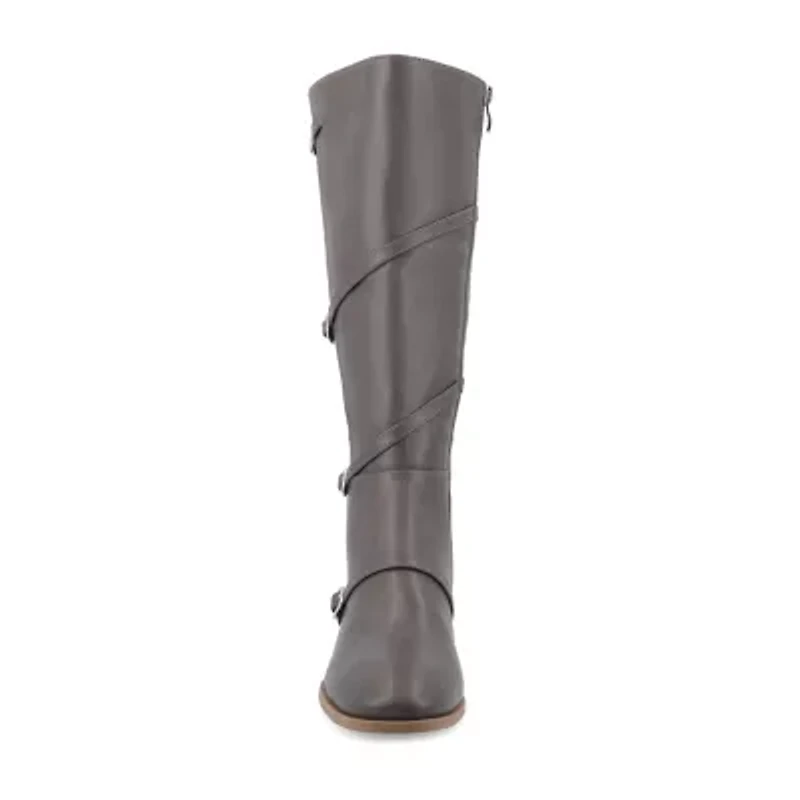 Journee Collection Womens Elettra Stacked Heel Riding Boots