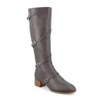 Journee Collection Womens Elettra Stacked Heel Riding Boots