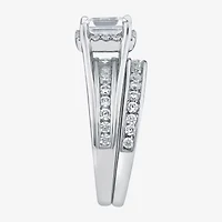 (G / Si1-Si2) Womens 1 1/2 CT. T.W. Lab Grown White Diamond 10K Gold Side Stone Halo Bridal Set