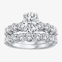Signature By Modern Bride (G / Si1-Si2) Womens 4 CT. T.W. Lab Grown White Diamond 10K Gold Oval Side Stone Bridal Set