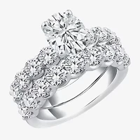 Signature By Modern Bride (G / Si1-Si2) Womens 4 CT. T.W. Lab Grown White Diamond 10K Gold Oval Side Stone Bridal Set