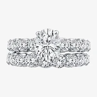 Signature By Modern Bride (G / Si1-Si2) Womens 4 CT. T.W. Lab Grown White Diamond 10K Gold Oval Side Stone Bridal Set