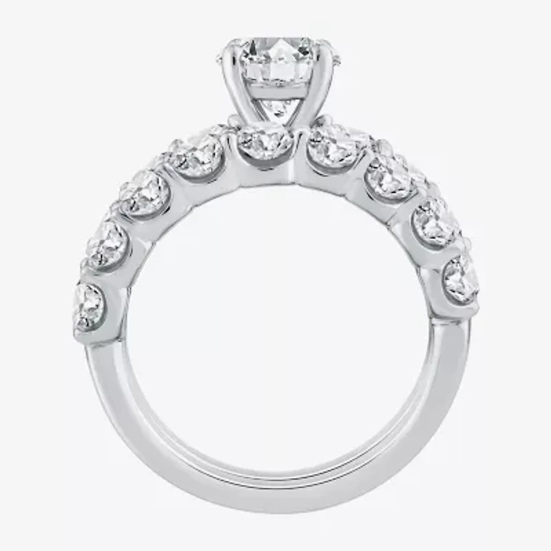 Signature By Modern Bride (G / Si1-Si2) Womens 4 CT. T.W. Lab Grown White Diamond 10K Gold Oval Side Stone Bridal Set