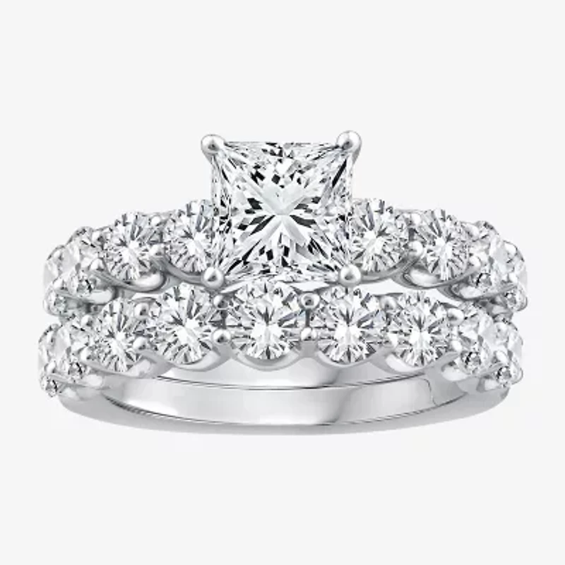 Signature By Modern Bride (G / Si1-Si2) Womens 4 CT. T.W. Lab Grown White Diamond 10K Gold Side Stone Bridal Set