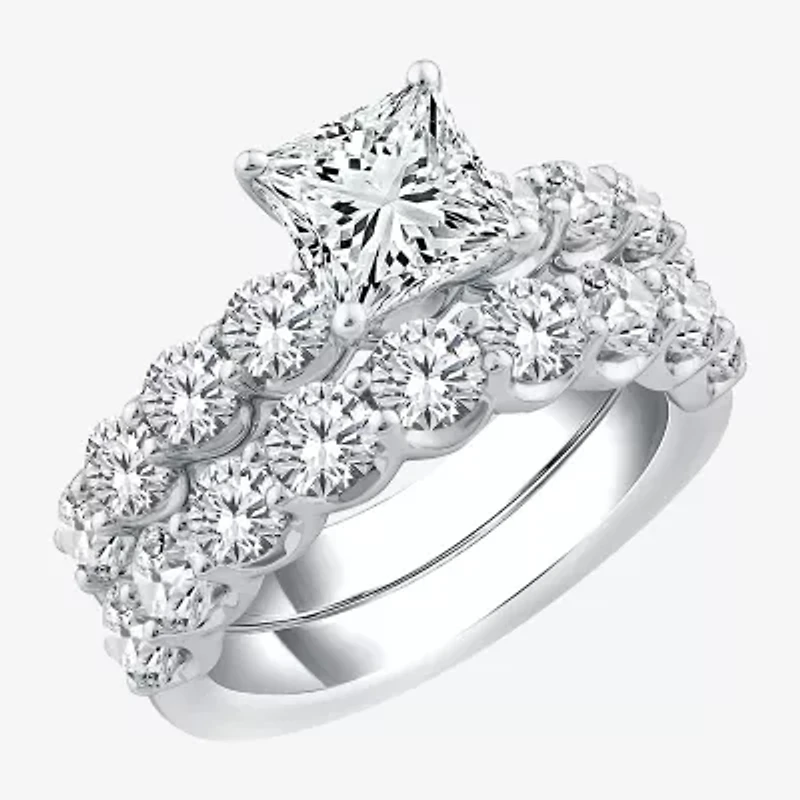 Signature By Modern Bride (G / Si1-Si2) Womens 4 CT. T.W. Lab Grown White Diamond 10K Gold Side Stone Bridal Set