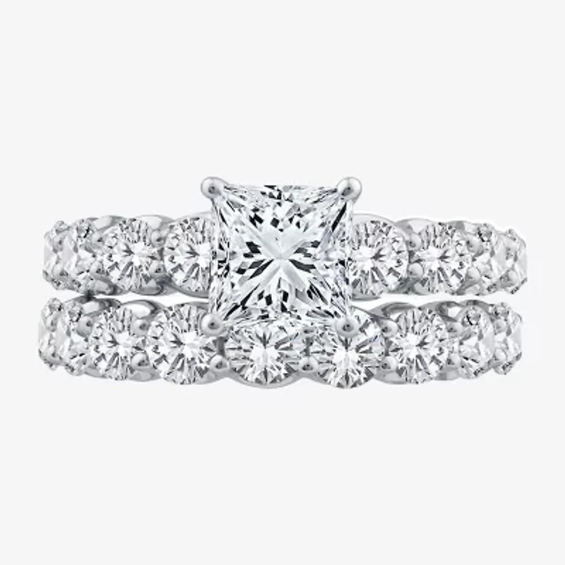 Signature By Modern Bride (G / Si1-Si2) Womens 4 CT. T.W. Lab Grown White Diamond 10K Gold Side Stone Bridal Set