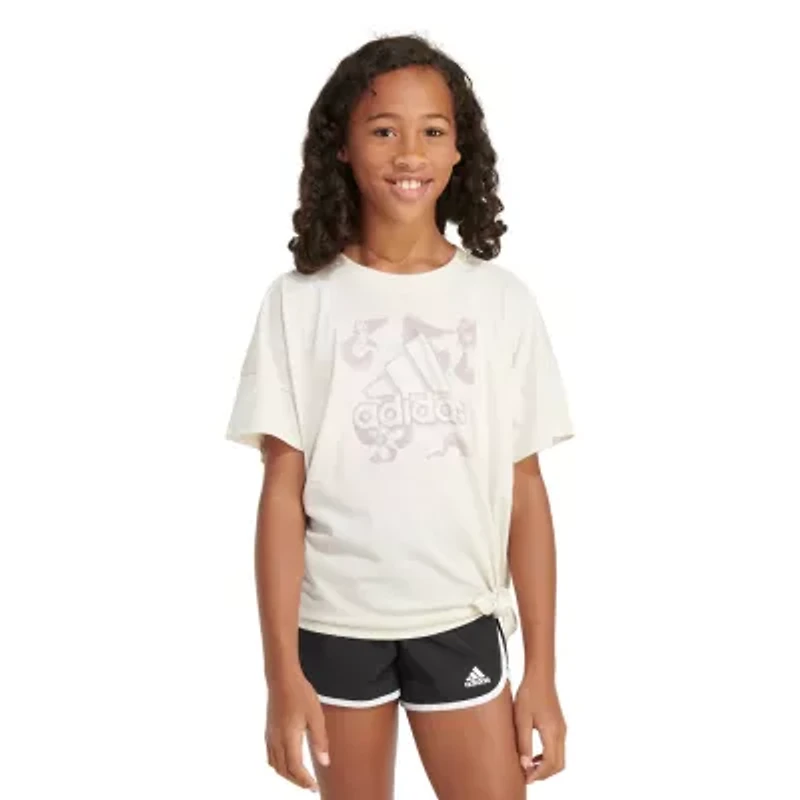 adidas Big Kid Girls Crew Neck Short Sleeve Loose Fit Graphic T-Shirt