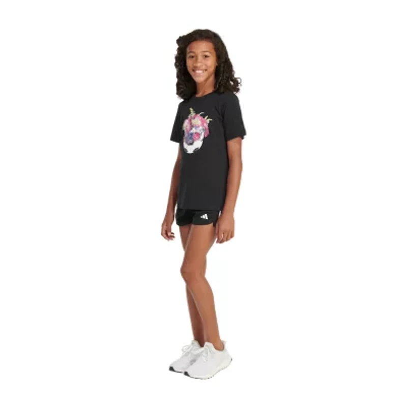 adidas Big Kid Girls Crew Neck Short Sleeve Regular Fit Graphic T-Shirt