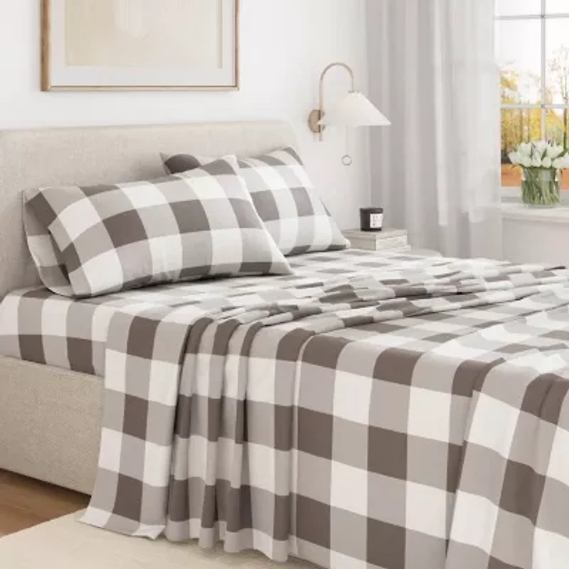 Linery Turkish Cotton Print Flannel Wrinkle Resistant Sheet Set