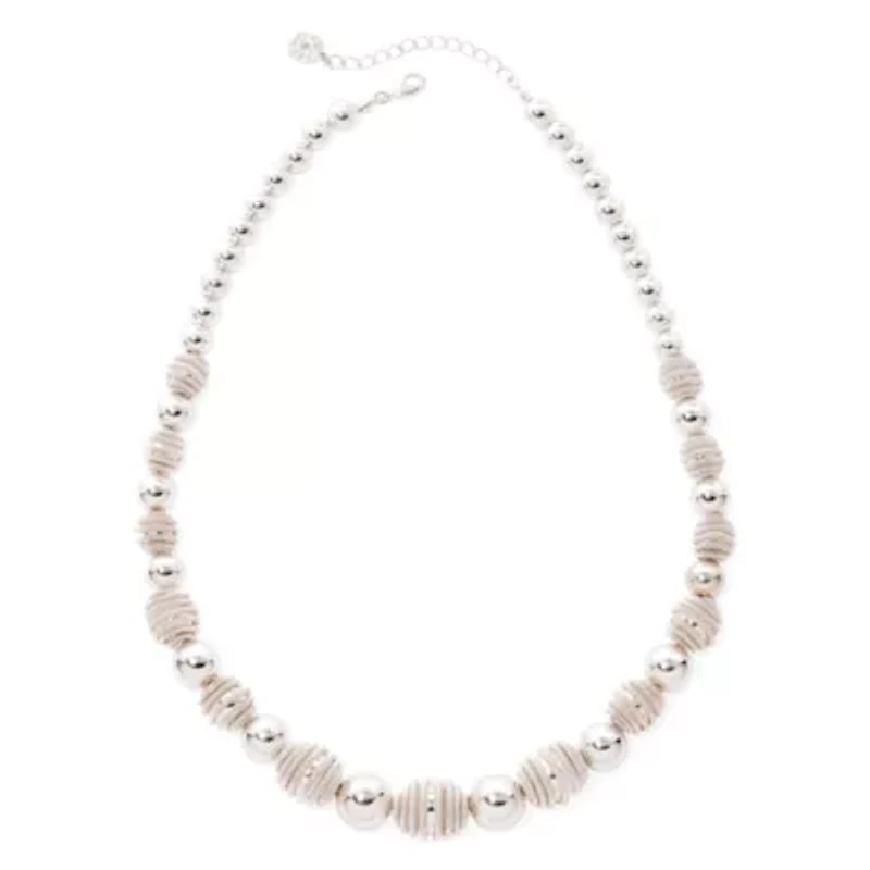 Monet® Silver-Tone Textured Bead Necklace