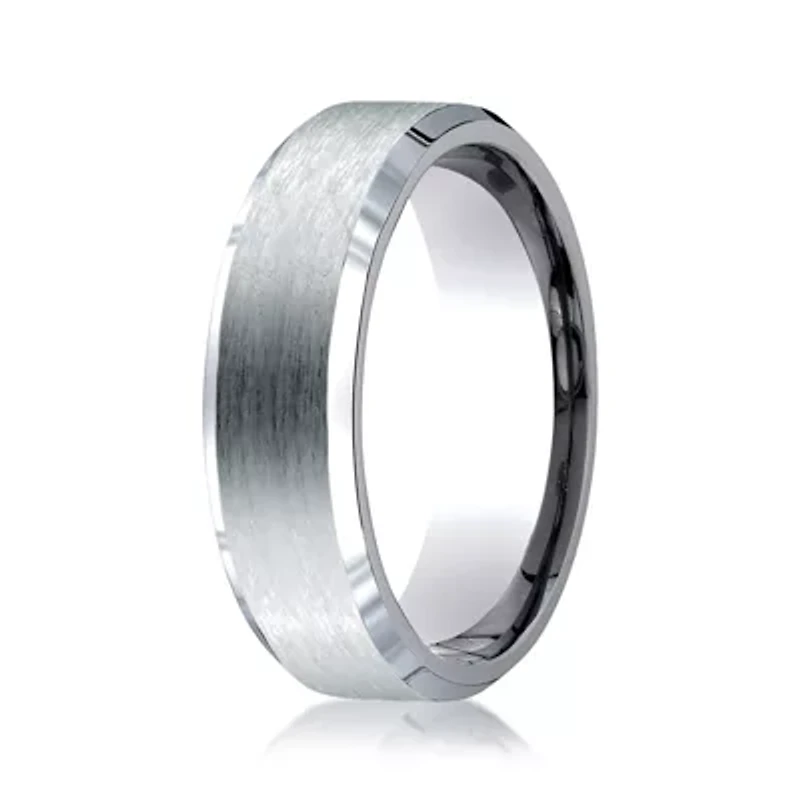 Mens Titanium Satin Center 7mm Wedding Band