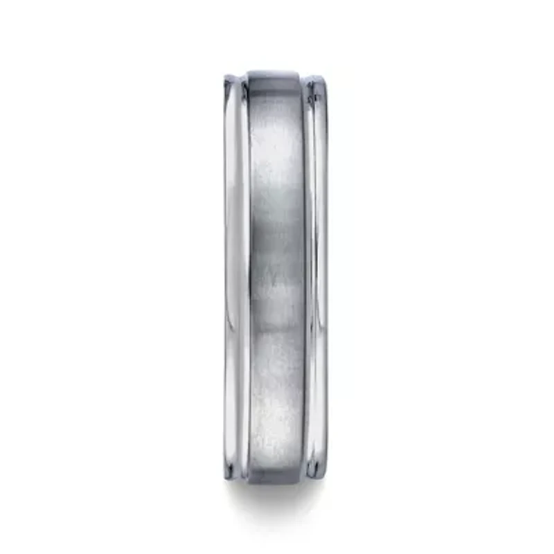 Mens Titanium Satin Center 6mm Wedding Band