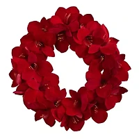 Nearly Natural 22in Amaryllis Wreath