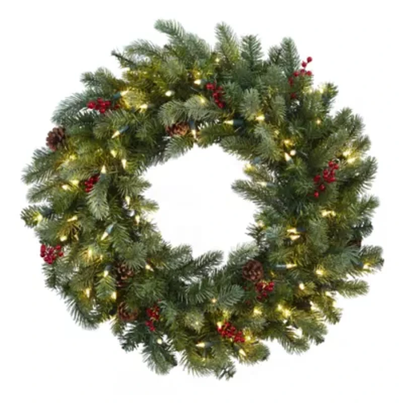 Nearly Natural 30in Lighted Wreath