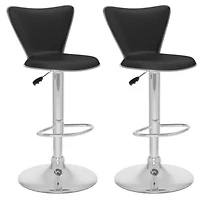 Curved Back Adjustable Bar Stools- Set of 2