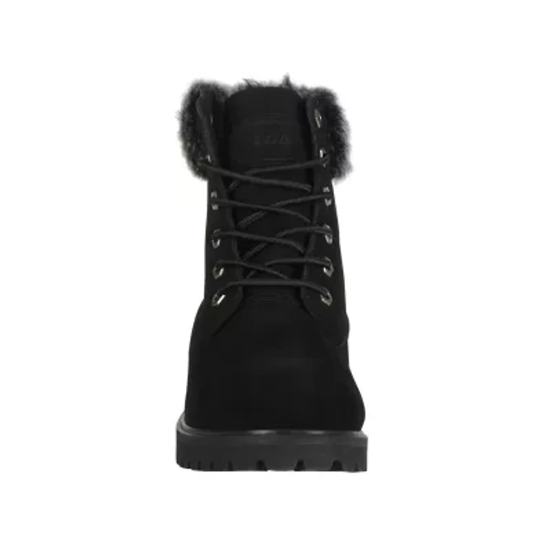 Lugz Womens Convoy Fur Block Heel Lace Up Boots
