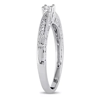 Promise My Love Womens 1/10 CT. T.W. Natural White Diamond Sterling Silver Round Ring