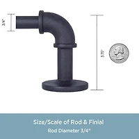 Kenney Bronn Industrial Pipe 3/4 Adjustable Curtain Rod