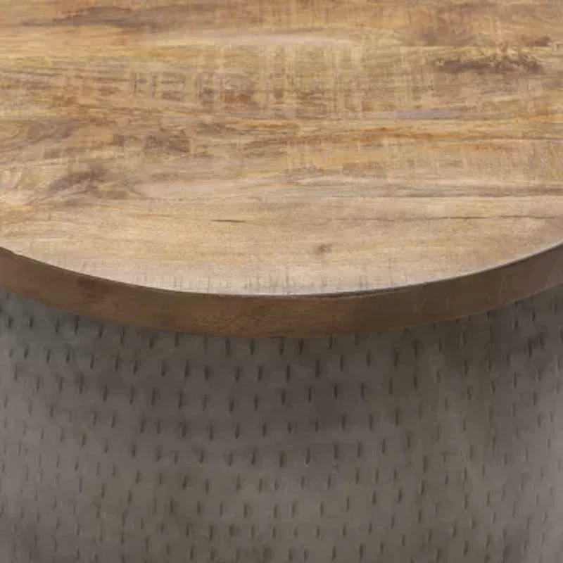 Kirkglen Metal Storage Drum Accent Table