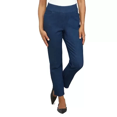 Alfred Dunner Classics Womens Mid Rise Stretch Fabric Straight Leg Jean