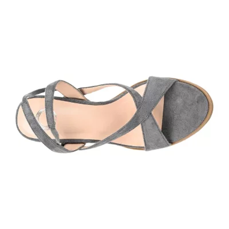 Journee Collection Adalee Womens Round Open Toe Stacked Heel Pumps