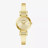Bulova Marc Anthony Modern Bangle Womens Diamond Accent Gold Tone Stainless Steel Bangle Watch 97p164
