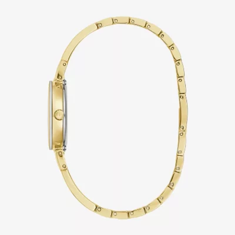 Bulova Marc Anthony Modern Bangle Womens Diamond Accent Gold Tone Stainless Steel Bangle Watch 97p164