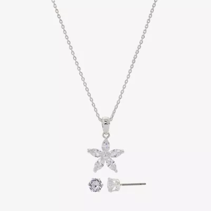 Sparkle Allure Womens Cubic Zirconia Pure Silver Over Brass Star 2-pc. Jewelry Set