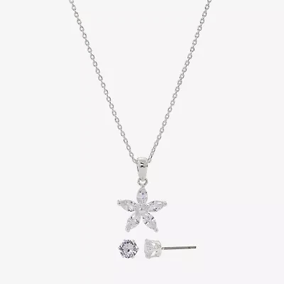 Sparkle Allure Womens Cubic Zirconia Pure Silver Over Brass Star 2-pc. Jewelry Set