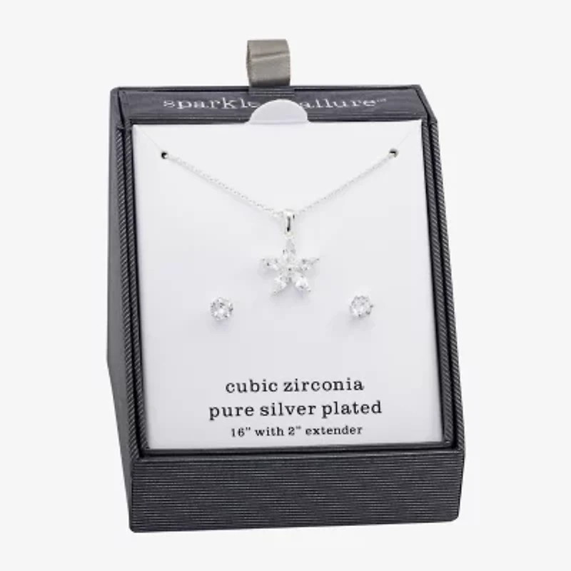 Sparkle Allure Womens Cubic Zirconia Pure Silver Over Brass Star 2-pc. Jewelry Set