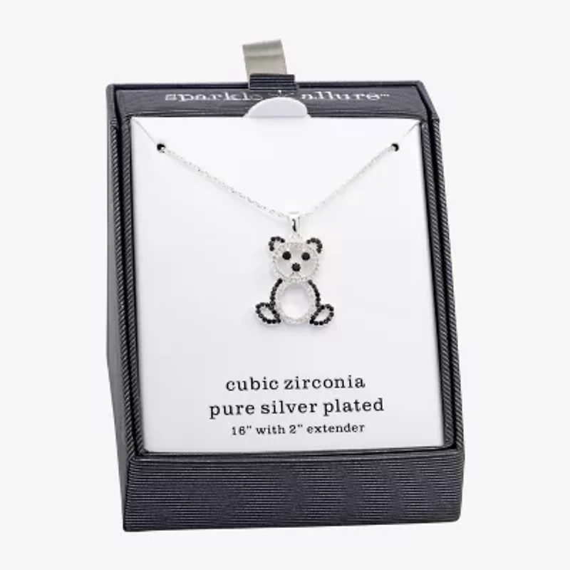 Sparkle Allure Womens Cubic Zirconia Pure Silver Over Brass 16 Inch Pendant Necklace