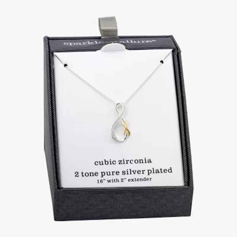 Sparkle Allure Womens Cubic Zirconia Pure Silver Over Brass 16 Inch Pendant Necklace
