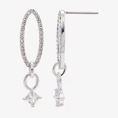 Sparkle Allure Womens Cubic Zirconia Pure Silver Over Brass Drop Earrings