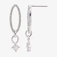 Sparkle Allure Womens Cubic Zirconia Pure Silver Over Brass Drop Earrings