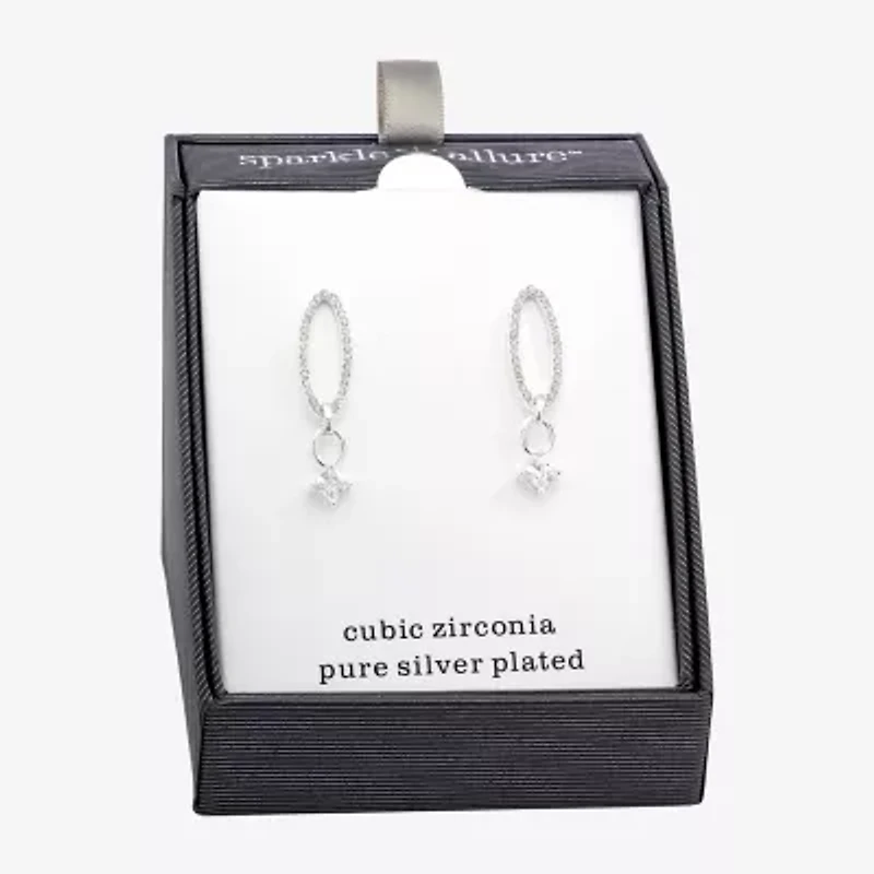 Sparkle Allure Womens Cubic Zirconia Pure Silver Over Brass Drop Earrings