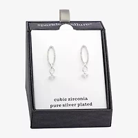 Sparkle Allure Womens Cubic Zirconia Pure Silver Over Brass Drop Earrings