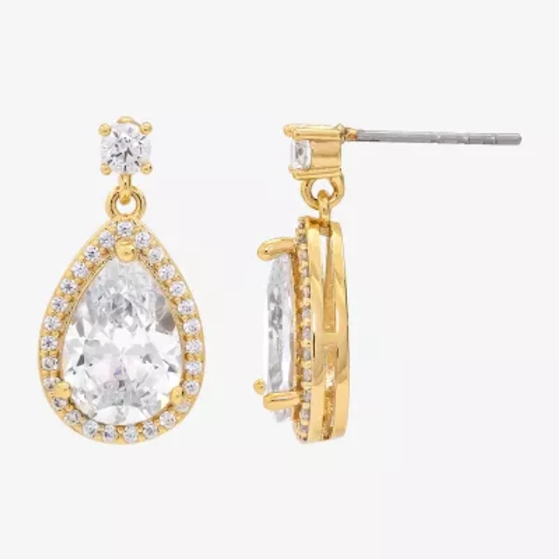 Sparkle Allure Womens Cubic Zirconia Pure Silver Over Brass Pear Drop Earrings