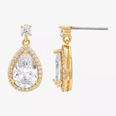 Sparkle Allure Womens Cubic Zirconia Pure Silver Over Brass Pear Drop Earrings