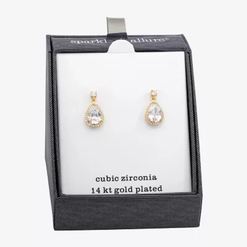 Sparkle Allure Womens Cubic Zirconia Pure Silver Over Brass Pear Drop Earrings