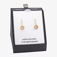 Sparkle Allure Womens Champagne Cubic Zirconia 14K Gold Over Brass Round Drop Earrings