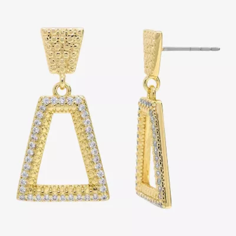 Sparkle Allure Womens Cubic Zirconia 14K Gold Over Brass Drop Earrings