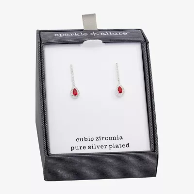 Sparkle Allure Womens Cubic Zirconia Pure Silver Over Brass Pear Drop Earrings