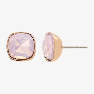 Sparkle Allure Pink Crystal 18K Rose Gold Over Brass 10.8mm Stud Earrings