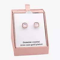 Sparkle Allure Pink Crystal 18K Rose Gold Over Brass 10.8mm Stud Earrings